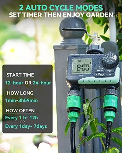 RAINPOINT Water Timer for Garden Hose - 2 Zone Sprinkler Timer with Rain Delay/Manual Watering/Automatic Irrigation Controller System - Water Hose Timer Programmable Faucet Timer for Yard Lawn - Image 2