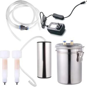 Goat Milking Machine Portable 2L Milking Machine for Goats, Goat Milker Machine Electric Pump Stainless Steel Pulsation Vacuum Milking Machine Sheep Milker