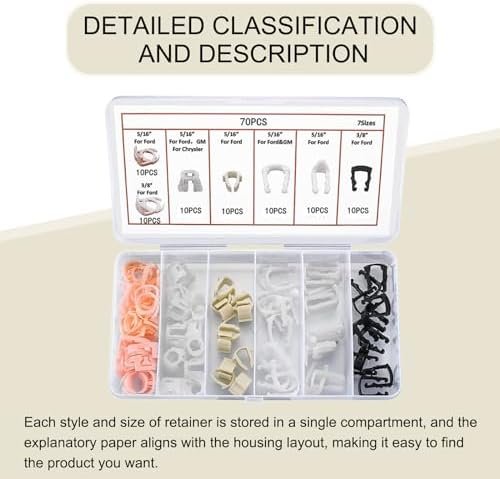 70 PCS Car Fixed Clip Classification Combination Kit, Nylon Material Fuel Hose Line Repair Fastening Clip, Multi-functional Replacement Accessories, Compatible with GM, Ford (Multicolored) - Image 5