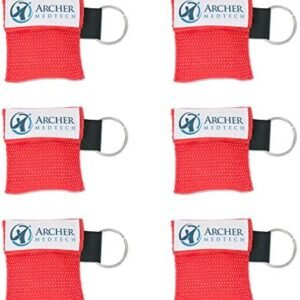 CPR Mask for Pocket or Key Chain, CPR Emergency Face Shield with One-Way Valve Breathing Barrier for First Aid or AED Training, Archer MedTech (6)