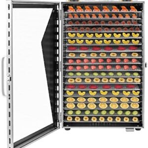 LYNICESHOP 18 Trays Food Dehydrator Machine, Fruit Drying Machine 304 Stainless Steel Food Dryer for Fruit, Meat, Beef, Jerky, Herbs and Pet Treats, with Adjustable Timer and Temperature Control