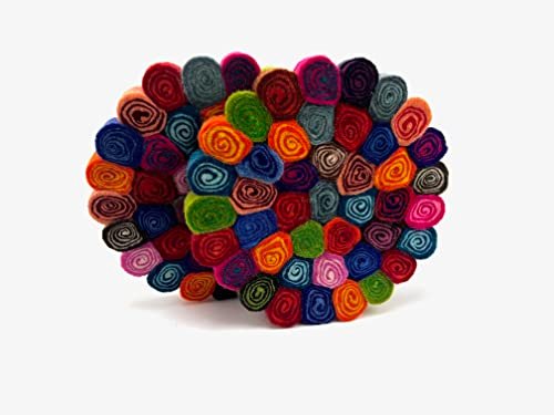 Handmade Trivet, Felt CandyCut Trivet, Potholders, Trivets, 100% Wool, Felt, Hot Pot Holders (Set of 2) Hot Pads, Durable, Heat Resistant Mat, Mats, Round Trivet (Multi) - Image 2