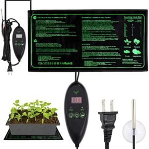 Heat Mat with Digital Thermostat & Timer Controller, 10''x20'' Plant Heating Mat for Seed Starting, Tank, IP67 Waterproof Reptile Heat Pad