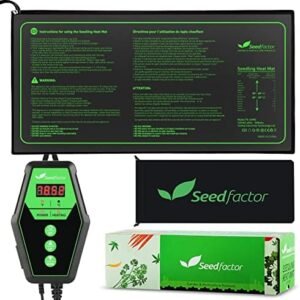Seedfactor 10" x 20" MET Certified Seedling Heat Mat and Digital Thermostat Combo Set