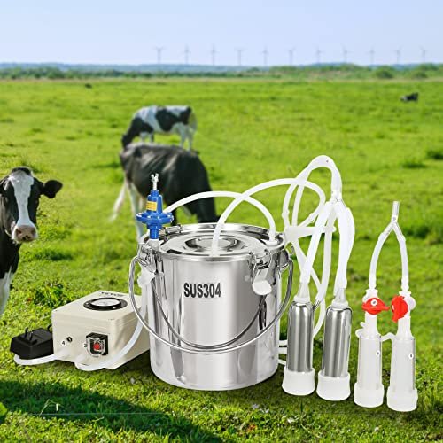 Goat Milking Machine, 6 L 304 Stainless Steel Bucket, Electric Automatic Pulsation Vacuum Milker, Portable Milker with Food-Grade Silicone Cups and Tubes, Adjustable Suction for Cows and Sheep - Image 8