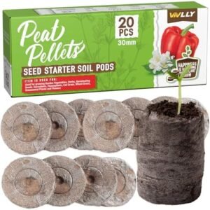 Peat Pellets - 20pcs 30mm Seed Starter Pods for Planting Flowers Herbs Vegetables & Bonsai - Compressed Peat Moss for Indoor/Outdoor Gardening - Avoid Root Shock Natural Potting Soil