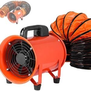 OrangeA Utility Blower Fan, 8 Inches, 230W 882 CFM High Velocity Ventilator w/ 32.8 ft/10 m Duct Hose, Portable Ventilation Fan, Fume Extractor for Exhausting & Ventilating at Home and Job Site