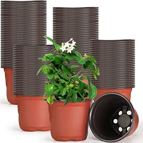 200 Pcs 6 Inch Plastic Plants Nursery Pot Seed Starting Pots Planting Pots Planter Seedling Pots Seedling Flower Plant Container for Indoor Outdoor Garden Seedling Cutting Transplanting