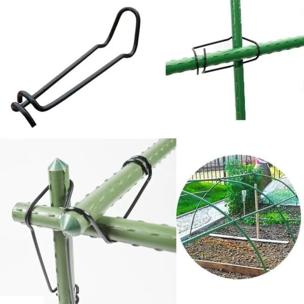 8mm Plant Cages Connector Vegetable Trellis Wire Clip Plant Cages Support Clamp for Build Home Garden Greenhouse Plants Climbing Pipe Support Fixing Tool(20Pcs/Black) - Image 5