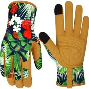 Leather Gardening Gloves for Women Garden Gloves Thorn Proof Touch Screen Design Heavy Duty Working Yard Gloves