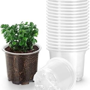 20 Pack 3.5 Inch Clear Nursery Pots for Plants, Clear Plastic Plant Pots with Drainage Holes, Flexible Nursery Pots Variety Pack, Seedling Planter Seed Starter Pots (3.5 Inch)