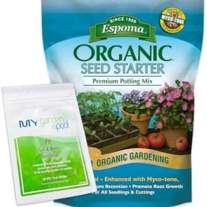 Espoma Organic Seed Starter Potting Soil 8 qt with My Garden Pool PH Soil Test Strips 20 ct. - All Natural & Organic Seed Starting Mix with Mycorrhizae for Healthy Seeds, Easy pH Monitoring