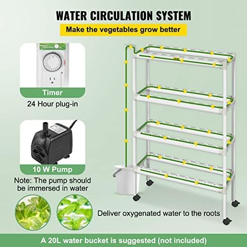 Hydroponics Growing System, 72 Sites 8 Food-Grade PVC-U Pipes, 4 Layers Indoor Planting Kit with Water Pump, Timer, Nest Basket, Sponge, for Fruits, Vegetables, Herbs, White - Image 3