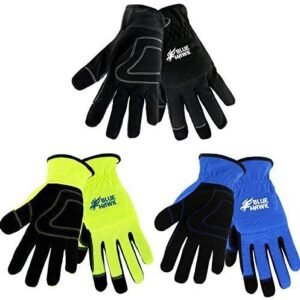 Blue Hawk 3-Pack Large Male Polyester Leather Palm Work Gloves Model # LW86156-L3P