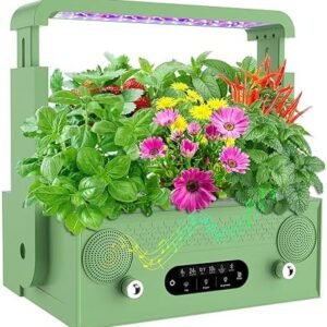 NOVIIML s Growing System 7 Pods Kitchen Herb Garden Indoor Kit with Grow Light, Bluetooth Speaker, Automatic Timer, Plant Germination Kits Countertop Garden for Gifts Healthy Vegetables