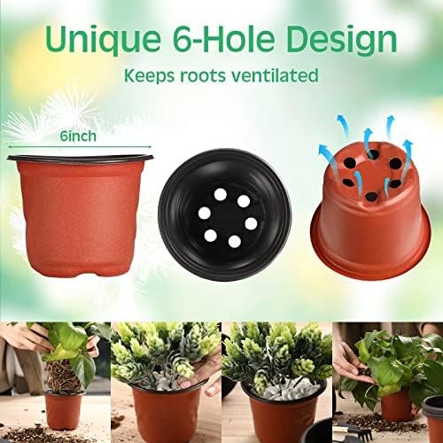 200 Pcs 6 Inch Plastic Plants Nursery Pot Seed Starting Pots Planting Pots Planter Seedling Pots Seedling Flower Plant Container for Indoor Outdoor Garden Seedling Cutting Transplanting - Image 2