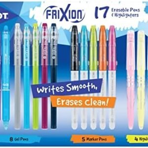 Pilot, FriXion Assorted Erasable Gel Ink Pens, Marker Pens & Highlighters, Pack of 17, Assorted Colors