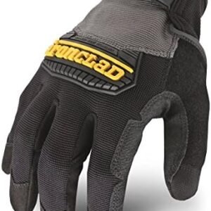 Ironclad Heavy Utility Work Gloves HUG, High Abrasion Resistance, Performance Fit, Durable, Machine Washable, (1 Pair), LARGE, Black & Grey