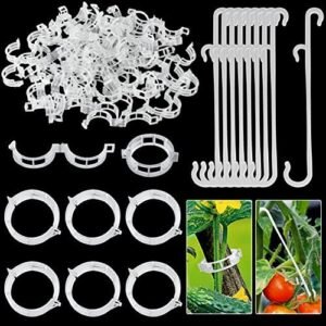 250 Pcs Tomato Clips, Plant Support Clips and J Tomato Hooks, Plastic Trellis Clips Vegetable Cages Vine Garden Clips for Tomato Cucumber Grape Melon - Makes Plants Grow Upright or Prevent Falling Off