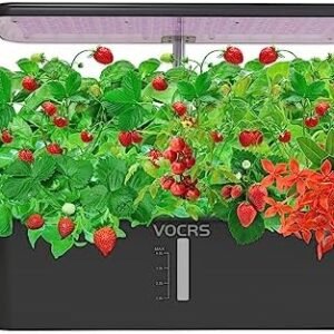 Hydroponics Growing System Indoor Garden - VOCRS 12 Pods Herb Garden Kit Indoor with LED Grow Light, Plants Germination Kit(No Seeds) with Pump System, Adjustable Height Up to 17.7" for Home, Black