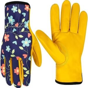 Gardening Gloves for Women Thorn Proof Tough Leather Garden Gloves Yard Work Gloves for Weeding Digging Planting