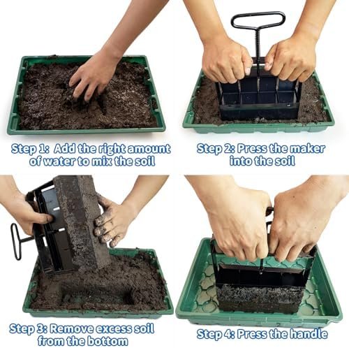 Mini Soil Blocker Manul 4 PCS 2 inch Soil Block Iron Maker with 3-in-1 Soil Tester for Home, Garden, Lawn, Farm, Indoor and Outdoor Use, Promote Plants Healthy Growth - Image 6