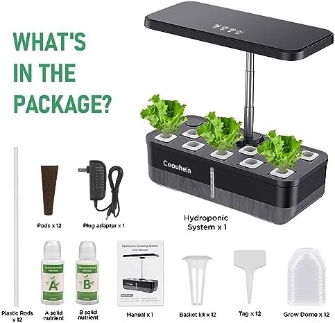 Hydroponics Growing System,12 Pods Indoor Garden System with 36W LED Grow Light, Indoor Herb Garden Plants Germination Kit with Automatic Timer, Adjustable Height, Gifts for Family (Black) - Image 7
