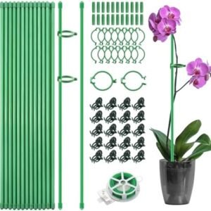 30PCS Plant Stakes Green Plant Support Sticks 16inch with Adjustable Clips for Indoor and Outdoor Plants Garden Plant Support Suitable for Rose Tomato Orchid