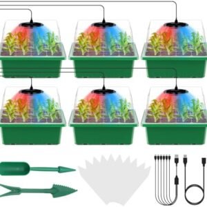 【Upgraded Height】 Seed Starter Tray with Grow Light - 6 Pcs Seed Starter kit, Seedling Starter Trays with Humidity Dome, Plant Germination Kit for Seed Starting(12 Cell Per Tray)