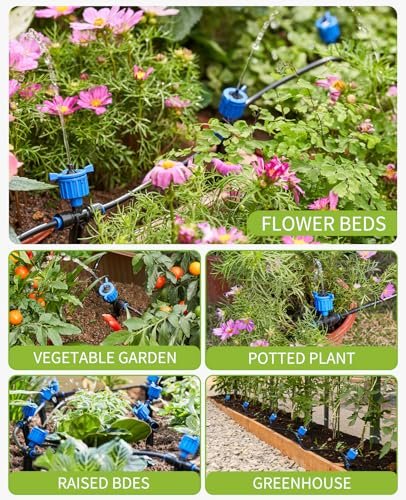 HIRALIY 50FT Garden Watering System with 12Pcs Pressure Compensation Drippers and 5-Way Connector, New Quick Connector Drip Irrigation Kits, Irrigation System for Plant - Image 7