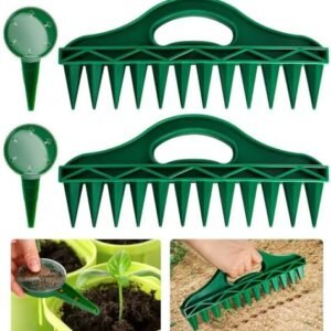 12 Holes Seed-in Soil Digger Planter - Garden Seed Spacer with Adjustable Seeds Dispenser for Planting Seeds and Bulbs(4 PCS)