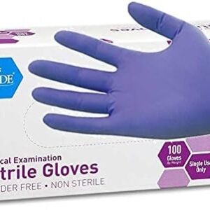 MedPride Powder-Free Nitrile Exam Gloves, Iris Blue, Medium, Box/100