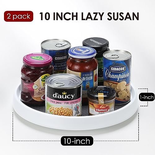 2 Set, 10 Inch Non-Skid Lazy Susan Organizers - Turntable Rack for Cabinet, Pantry Organization and Storage, Kitchen, Fridge, Bathroom Makeup Vanity Countertop, Under Sink Organizing, Spice Rack - Image 2