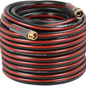 YAMATIC Garden Hose 75 ft,Ultra Durable Water hose, 5/8 inch Regular Hose with Solid Brass Connector for All-weather Outdoor, Car wash, Lawn, Black