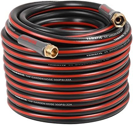 YAMATIC Garden Hose 75 ft,Ultra Durable Water hose, 5/8 inch Regular Hose with Solid Brass Connector for All-weather Outdoor, Car wash, Lawn, Black