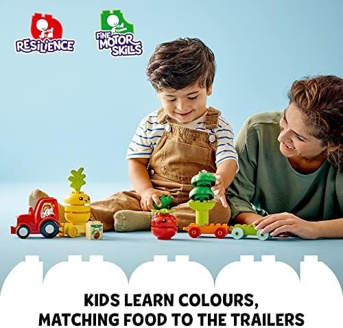 LEGO DUPLO My First Fruit and Vegetable Tractor Toy 10982, Stacking and Color Sorting Toys for Babies and Toddlers Ages 1 .5-3 Years Old, Educational Early Learning Set - Image 5