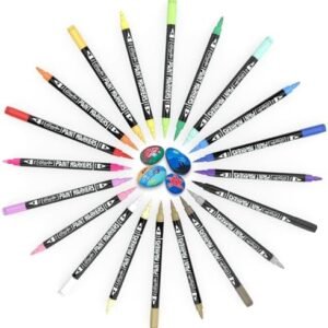 Paint Markers, Water-based Acrylic Paint Pens for Wood,Canvas, Glass, Ceramic, Roch Painting,DIY Crafts, Art Supplier (20 Colors Dual Tip Paint Pens)