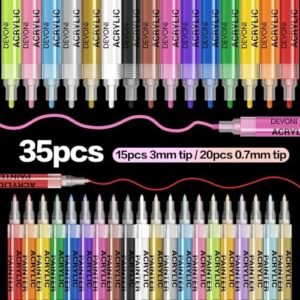 35Pack Acrylic Paint Pens,Paint Pens Acrylic Markers with Medium Tip And Extra Fine Tip,for Rock Painting, Stone, Ceramic, Glass, Wood, Canvas