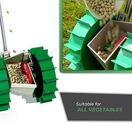 Super Seeder - Ergonomic Seed Planter Tool - Garden Seeder - Hand Seed Spreader with 5 Seed Disk Suitable for All Vegetables and Different Seed Sizes - Green/Red - Image 6