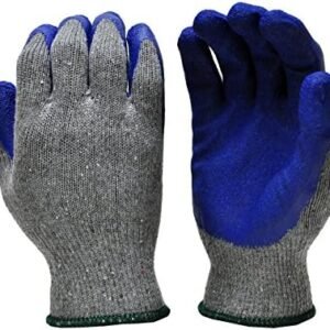 G & F 1511M-DZ Rubber Latex Coated Work Gloves for Construction, Blue, Crinkle Pattern, Men's Medium (Sold by dozen, 12 Pairs)