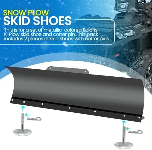 (2-Pack) Replacement Snow Plow Skid Shoes - Replaces Part ATV UTV Polaris K-Plow Nos 2205071 and 2208864 - Hardened Steel Snow Plow Non-Slip Base - with Quick-Release Cotter Pins - Image 3