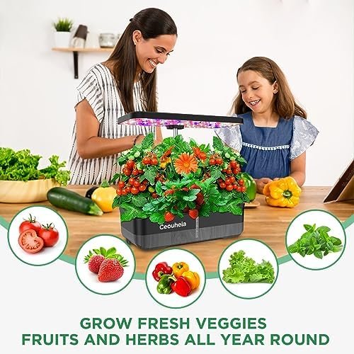 Hydroponics Growing System,12 Pods Indoor Garden System with 36W LED Grow Light, Indoor Herb Garden Plants Germination Kit with Automatic Timer, Adjustable Height, Gifts for Family (Black) - Image 2