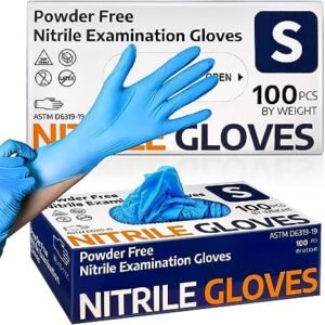 Medical Nitrile Exam Gloves, Latex-Free & Powder-Free Non-Sterile Food Safe Cleaning Disposable Glove, 100 Pcs