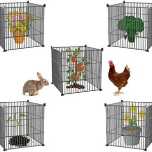 YUZUHOME Black Plant Protectors,20 Pieces DIY Combination Wire Cages and Plant Cloche Protect Garden Plant from Being Eaten by Deers, Rabbits, and Other Animal