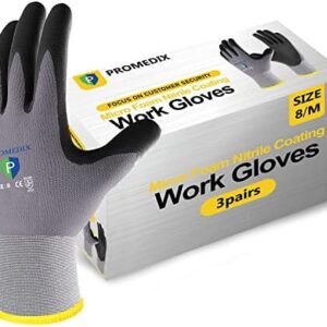 PROMEDIX P Work Gloves MicroFoam Nitrile Coated,Safety Work Gloves Men 3/12/36-pairs,EN388-4131,Nylon&Spandex Work Gloves