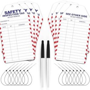 Safety Inspection Tags for Accident Prevention - 25 Pack Safety Tags with Zip Ties, Durable Plastic Inspection Record Tag for Equipment, Scaffolds, Ladders, Fire Extinguisher, Inventory, Machinery
