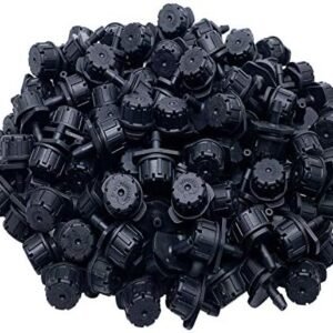 Axe Sickle 100 Pcs Adjustable Irrigation Drippers Sprinklers 1/4 Inch Emitter Dripper Micro Drip Irrigation Sprinklers for Watering System, Black.