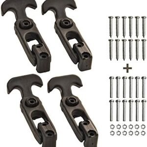 Accessbuy Flexible Rubber T-Handle Draw Latches for Cooler, Boat,Golf Cart, Tool Box, Off-Road Vehicles, Farm Machinery or Engineering Machine Hood (4 Pack with 24PCS Screws)