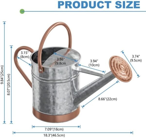 1 Gallon Watering Can for Outdoor Plants - Metal Watering Can for Outdoor Plants House Plant Watering Can with Sprinkle Head Perfect Watering Can Indoor Plants for Outdoor and Indoor Gardening - Image 2