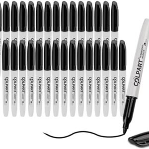Permanent Markers,Fine Tip Black Permanent Marker Pens Bulk of 30 Pack Black Marker Set Waterproof,Fade-resistant,Quick Drying Markers Work On Wood, Metal, Plastic, Stone, Glass For Office School